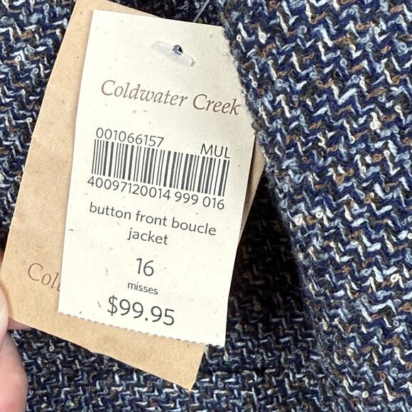 Coldwater Creek Button Front Boucle Jacket Women's 16 Gray Black Career Work NWT - Picture 5 of 8